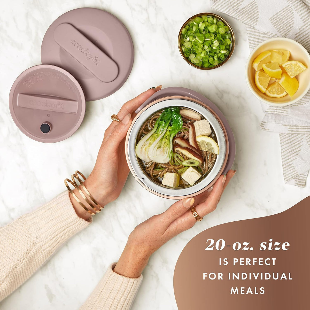 Crock-Pot 20-Ounce Electric Lunch Box, Portable Food Warmer, Blush Pink | Perfect for Travel, Car, On-the-Go | Spill-Free, Dishwasher-Safe