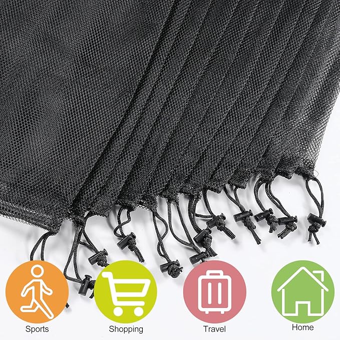 iMucci 18"X24" 12Pcs Mesh Laundry Drawstring Bag Nylon Drawstring Gym Bag with Cord Lock Closure