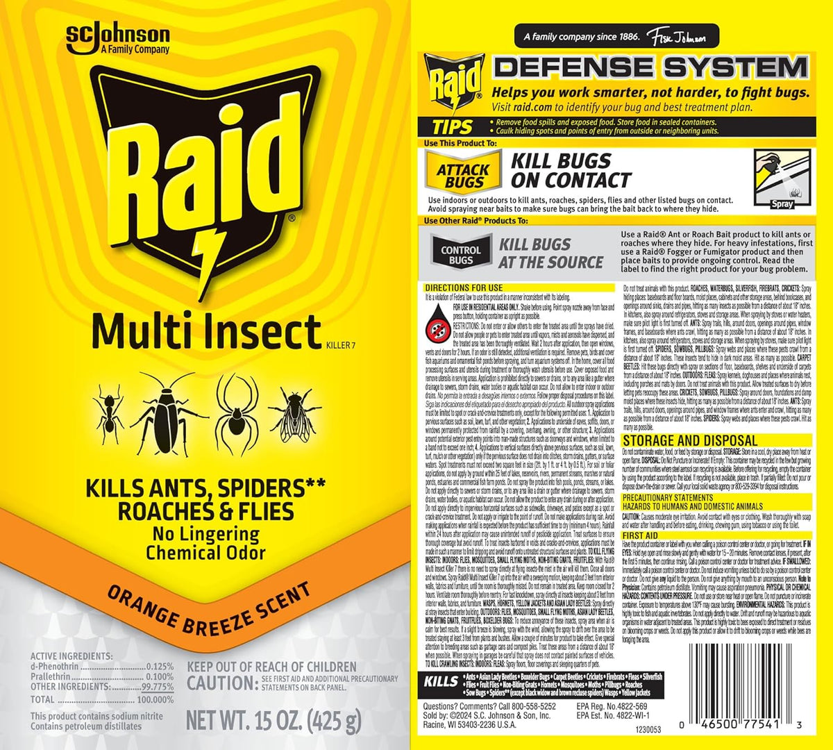 Raid Multi Insect Killer, Orange Breeze 15 Ounce (Pack of 1)
