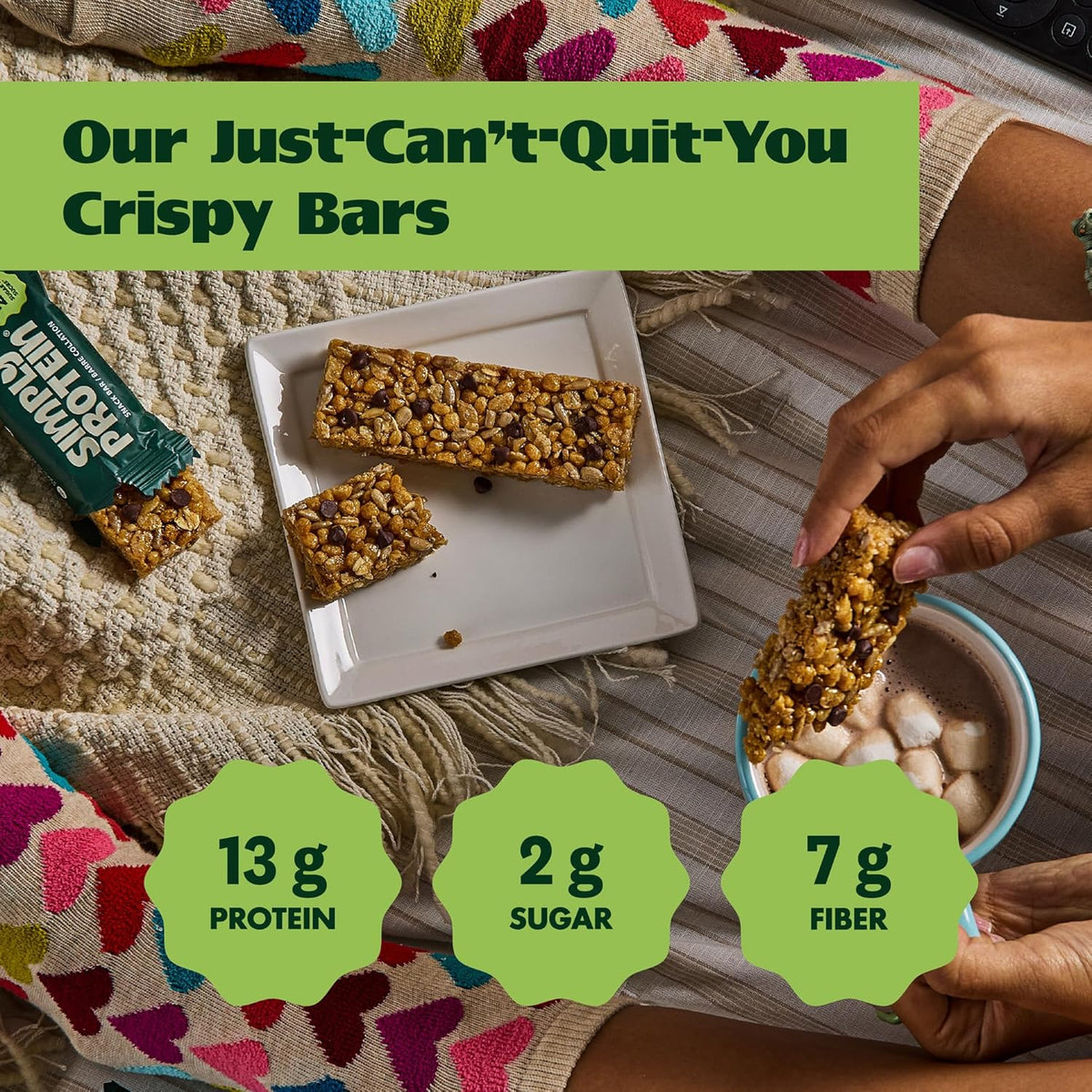 Simply Protein - Crispy Vegan Protein Bars Variety Pack, 3 Flavors - Plant Based, Protein Snacks - 13g Protein, 2g Sugar, 7g Fiber - Gluten Free, Non GMO, Kosher - 12 Bars