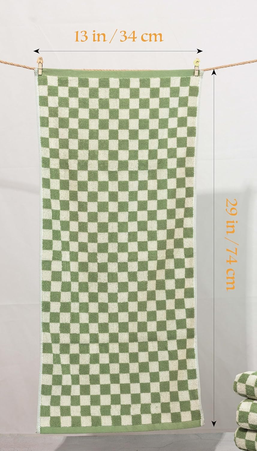 Hand Towels 5 Pack - Cotton Face Towels Soft, Absorbent, and Decorative Checkered Design for Bathroom, Kitchen, Gym, and Spa - 13 x 29 Inches for Any Occasion