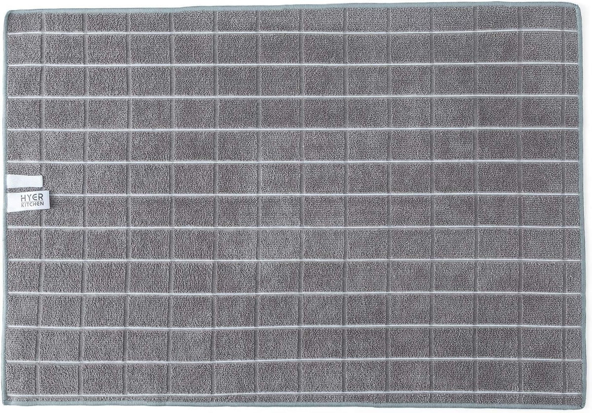 Microfiber Dish Towels - Soft, Super Absorbent and Lint Free Kitchen Towels - 8 Pack (Lattice Designed Gray Colors) - 26 x 18 Inch