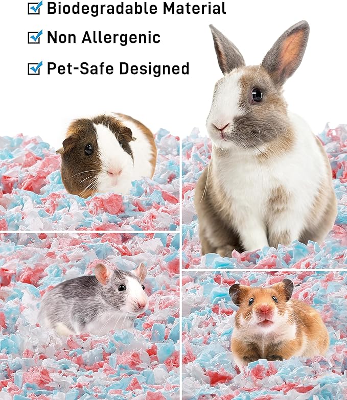 BUCATSTATE Hamster Bedding 101L, 99% Dust-Free Guinea Pig Bedding Odor Control Paper Bedding, Cozy Small Animal Bedding for Rabbit Rat Syrian Dwarf Hamsters Gerbils (Pink)