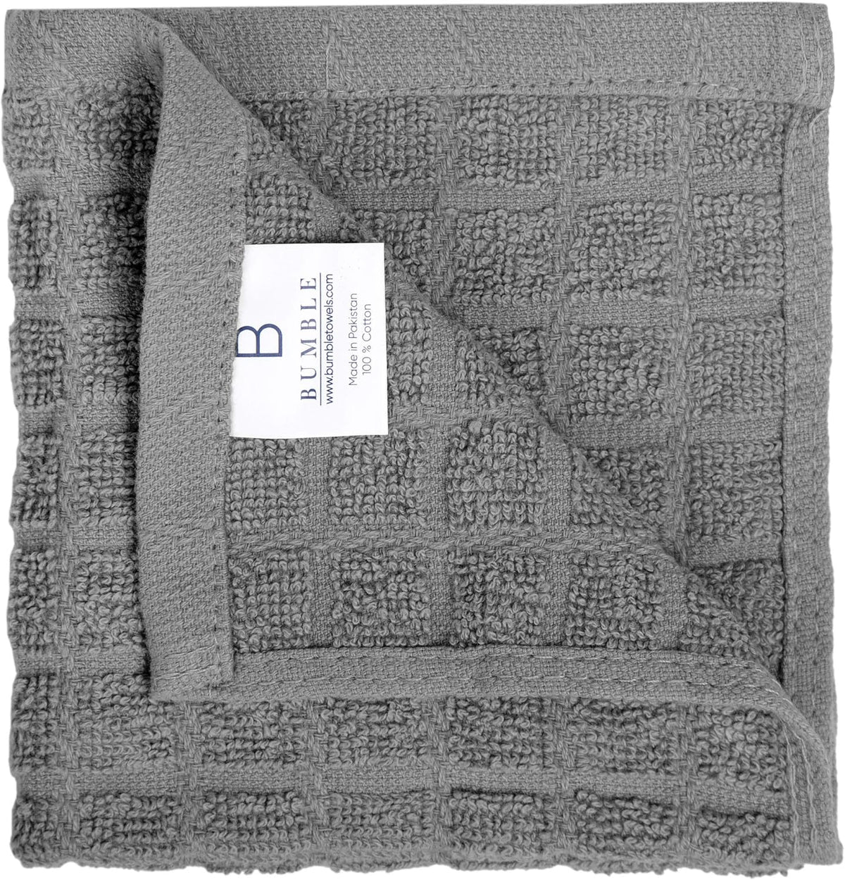 Bumble Dish Towels & Dish Cloths (8 Pack) | 100% Cotton Kitchen Towels | 12" x 12" | 405 GSM | Soft, Highly Absorbent & Durable Rags for Washing Dishes | Gray