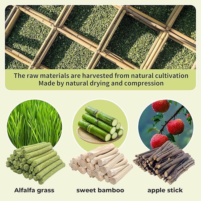 Sweet Bamboo 250g Natural Molar Wood Treats Toys for Small Animals, Rabbits, Guinea Pig, Bunny, Hamster, Rat, Chinchillas