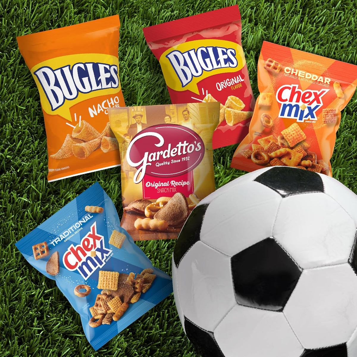 Classic Mix Snack Variety Pack, Bugles Original and Nacho Cheese, Gardetto's Original Recipe, Chex Mix Traditional and Cheddar, 20 Ct, 28 oz