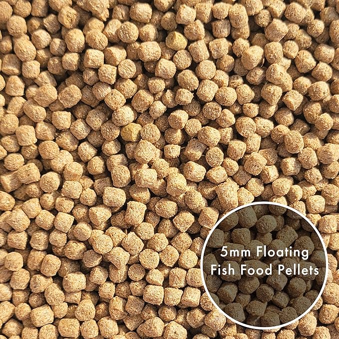 HALF OFF PONDS All Seasons Koi Fish Food - 50 lb Floating Pellets, 5mm Size - Goldfish Food for Ponds - 28% Protein with Wheat Germ & Vitamins - Ideal for Year-Round Feeding & Water Clarity