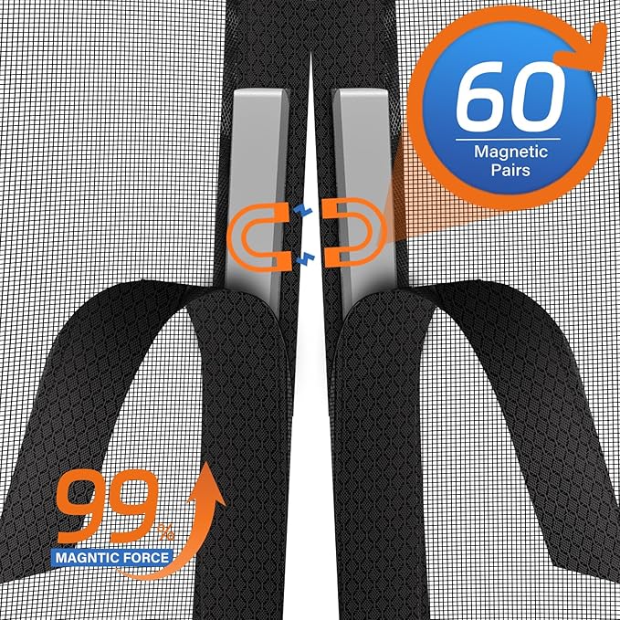 Upgraded PET Mesh Magnetic Screen Door Stronger Than Fiberglass and Polyester,Hands Free,Keep Bugs Out,Pet & Kid Friendly,Suitable for Sliding Doors,Patio and French Doors-48" X 80"