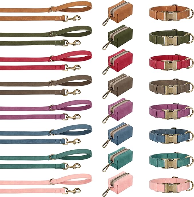 Didog Soft PU Leather Dog Collar, Stylish Quick Released Dog Collars for Medium Dogs, Easy Clean Adjustable Pet Collar for Daily Walking, Brown, M Fit 13-21" Neck