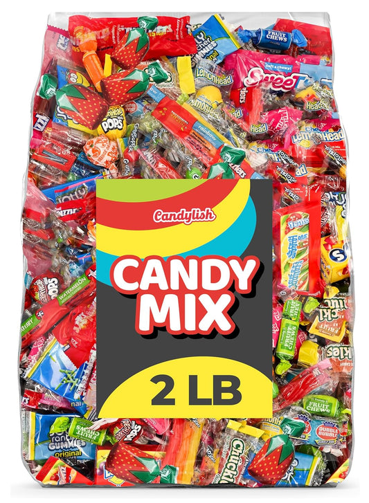 Candylish Candy Mix Variety Pack, 2 lb. Bulk Bag, Individually Wrapped Assorted Big Bag of Candy for Parties, Piñata Stuffers, Kids Treats, Office Candy Bowl and Birthday Favors