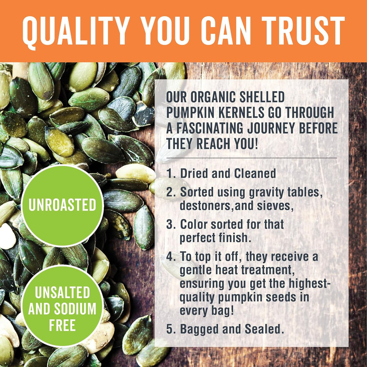 Viva Naturals Organic Pumpkin Seeds, 2 lb (32 oz, 907 g) – Shelled, Unroasted, Unsalted, Non-GMO, Vegan, Good Source of Iron & Dietary Fiber, Perfect for Salads