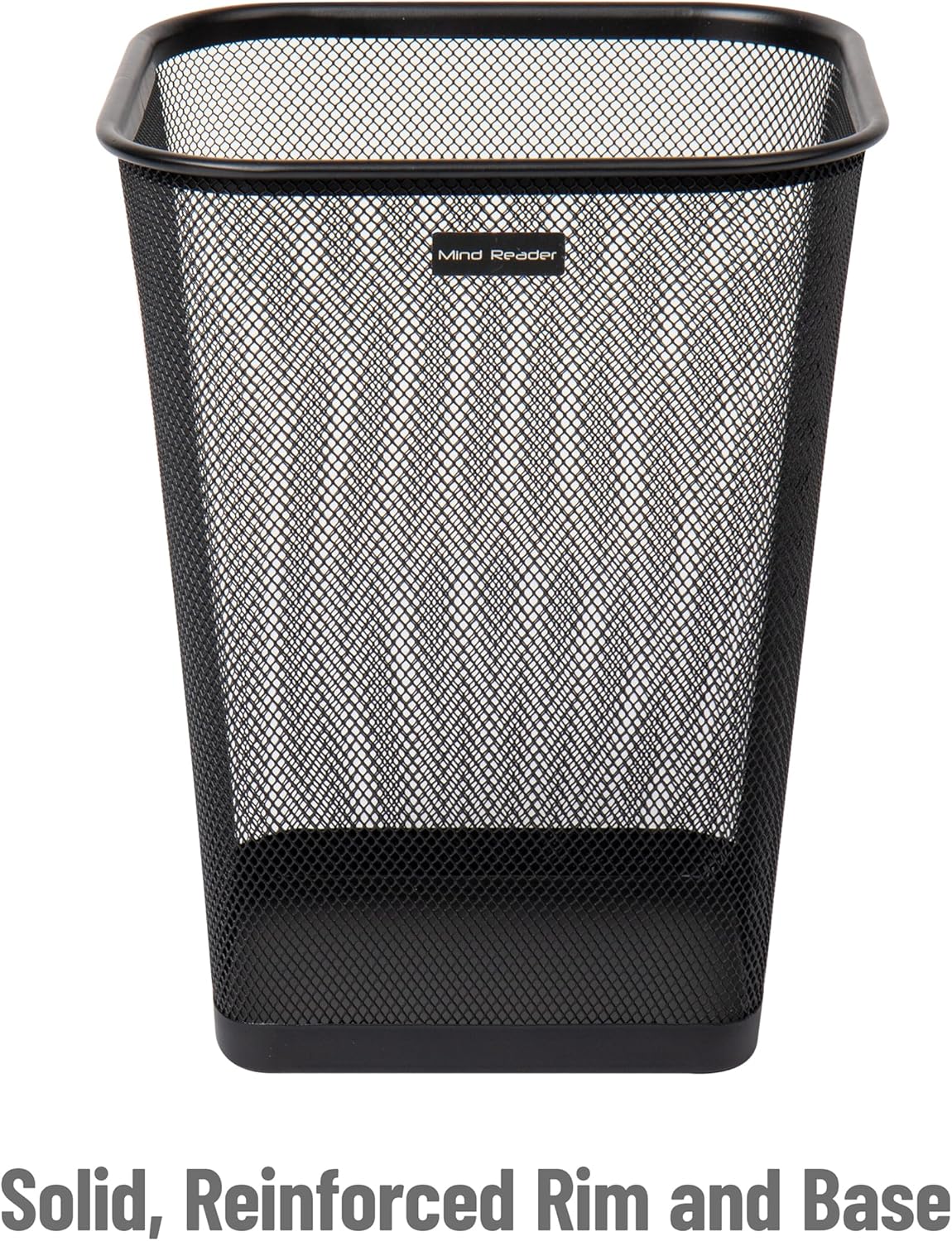 Mind Reader Mesh Trash Can, Waste Paper Basket, Square, Office, Metal Mesh, 9.75"L x 9.75"W x 12.25"H, Set of 2, Black