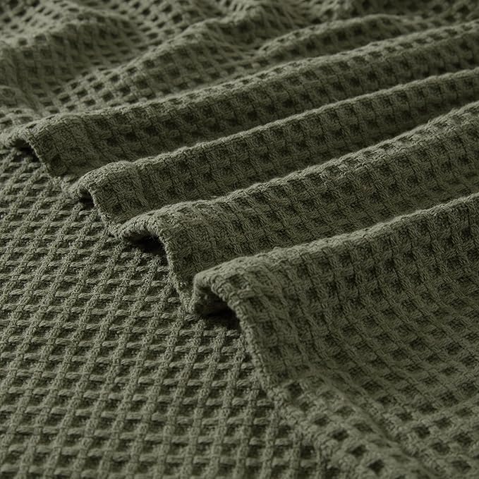 Eddie Bauer Blanket Soft Waffle Weave Bedding, Medium Weight Bedroom Decor, Softens Every Wash, Queen, Green
