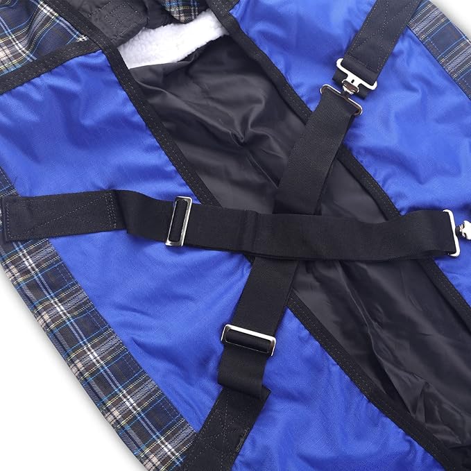 600 Denier Ripstop Mini Horse Blanket - 0g Fill Lightweight, Waterproof Breathable Miniature Pony/Donkey Turnout Rain Sheet Blueplaid 51