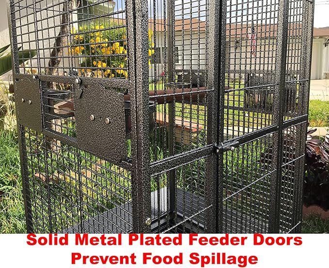 XX-Large Double Ladders Open Play Top Wrought Iron Bird Parrot Parakeet Finch Macaw Cockatoo Cage, Include Seed Guard and Toy Hook 43.5''L x 35.5''W x 68''H