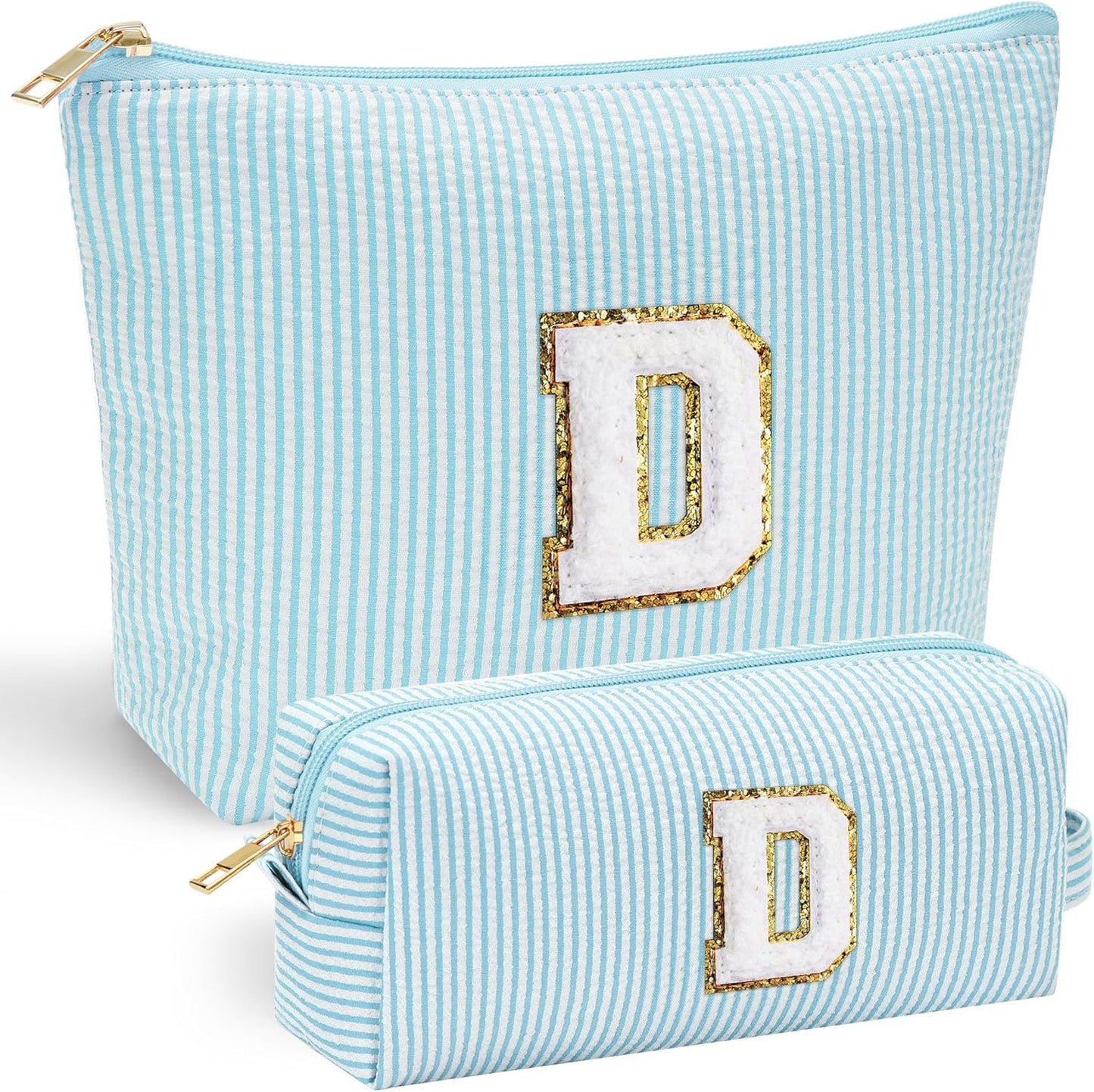 YOOLIFE Birthday Gifts for Women Her - Personalized Cute Initial Cosmetic Makeup Pouch Make Up Travel Bag for Mothers Day Gifts Teacher Sister Friend Girlfriend Mothers Day Gifts for Mom D