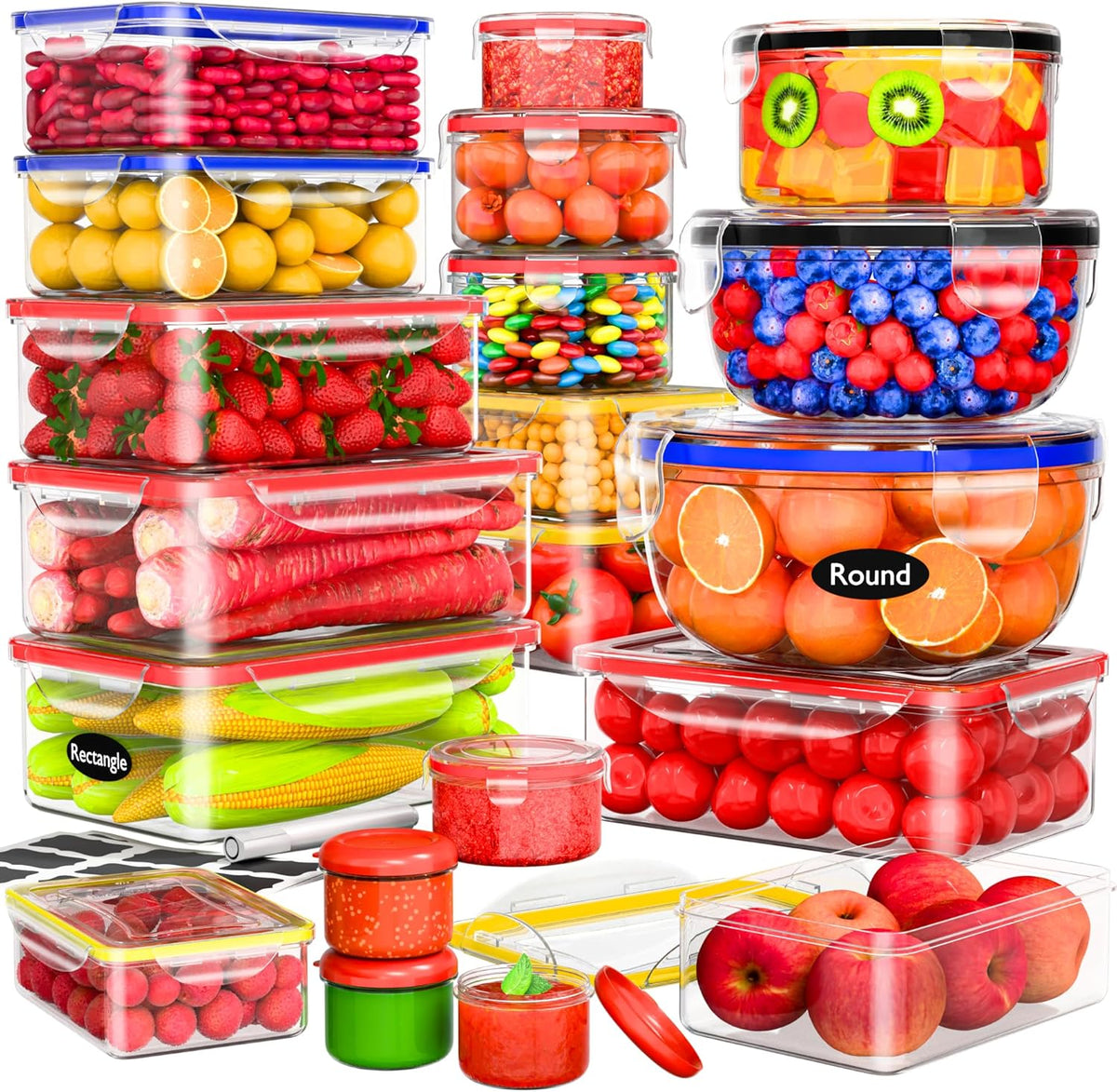 40 Pcs Food Storage Containers with Lids Airtight- Plastic Meal Prep Container for Pantry Kitchen Organization, Microwave, Dishwasher, Freezer Safe -100% Leak Proof (20 Stackable Boxes-20 Lids)