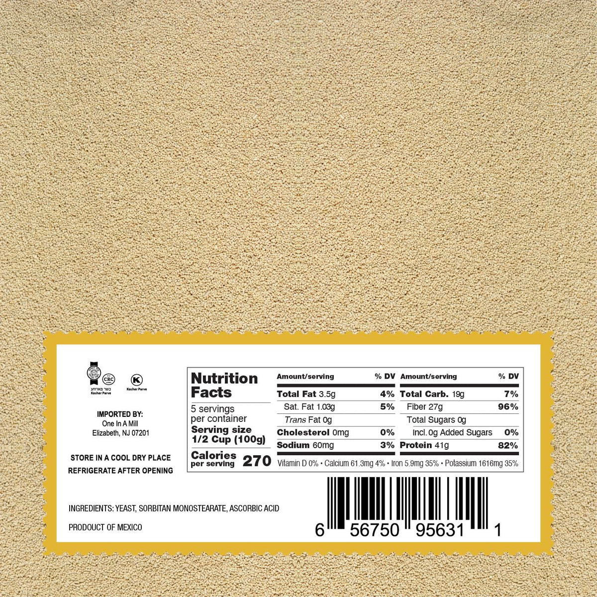 One in a Mill Instant Dry Yeast | 1.1 LB (Pack Of 1) [IMPROVED] Fast Acting Self Rising Yeast for Baking Bread, Cake, Pizza Dough Crust | Kosher | Quick Rapid Rise Leavening Agent for Pastries