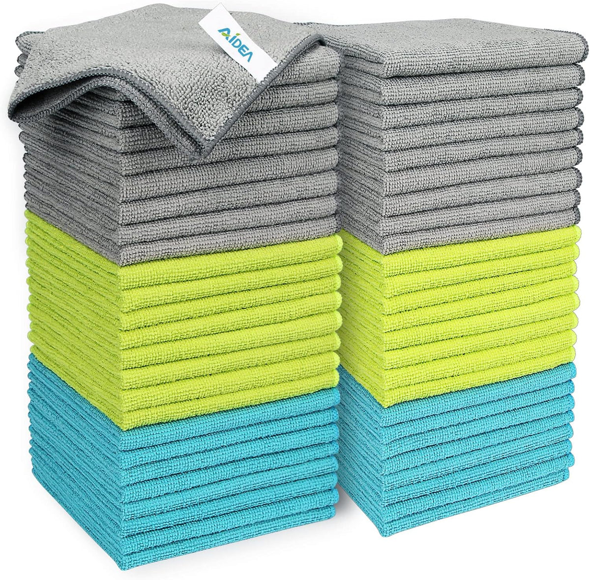 AIDEA Microfiber Cleaning Cloth-50PK, Soft Microfiber Towels for Cars, Absorbent Cleaning Rags, Lint-Free Streak-Free Wash Cloths for House, Kitchen, Window(12in.x12in)