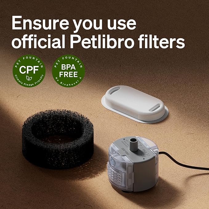 PETLIBRO 4 Pack Replacement Filters for Stainless Steel Cat Water Fountain PLWF003 / PLWF006, Adjustable Water Flow Pet Fountain, Super Quiet Dog Water Dispenser