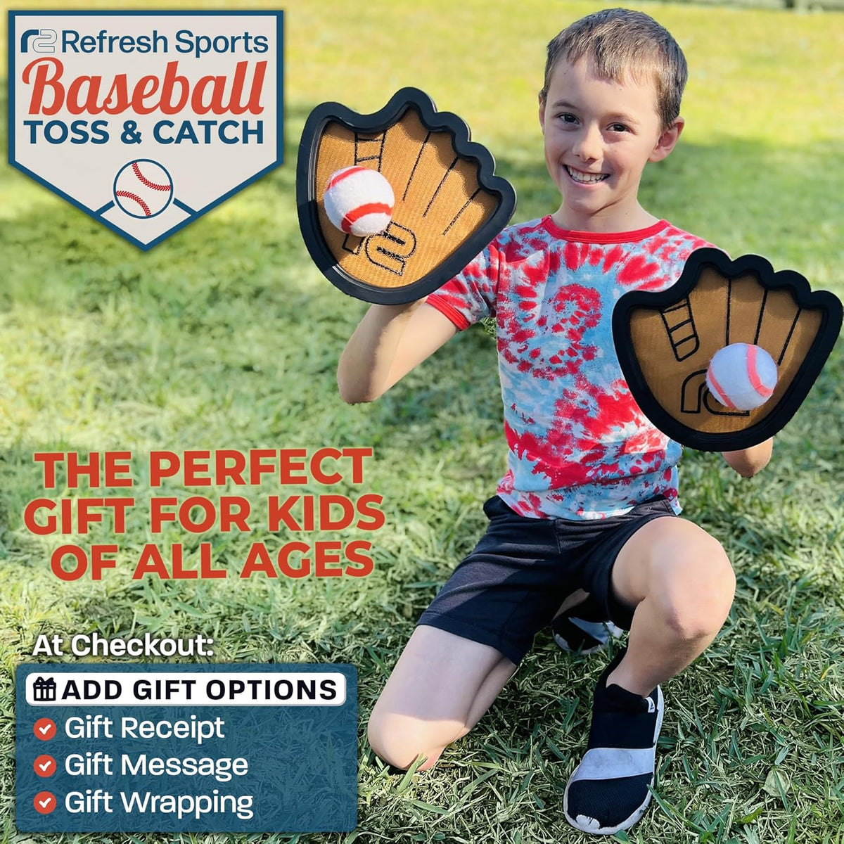 Toss and Catch Ball Game Set - Easy to Use Sticky Balls & Beginner Baseball Training Glove - Premium Toy Paddle Fits All Hand Sizes From Toddlers to Teens & Adults - Fun Gift Idea for Boys and Girls