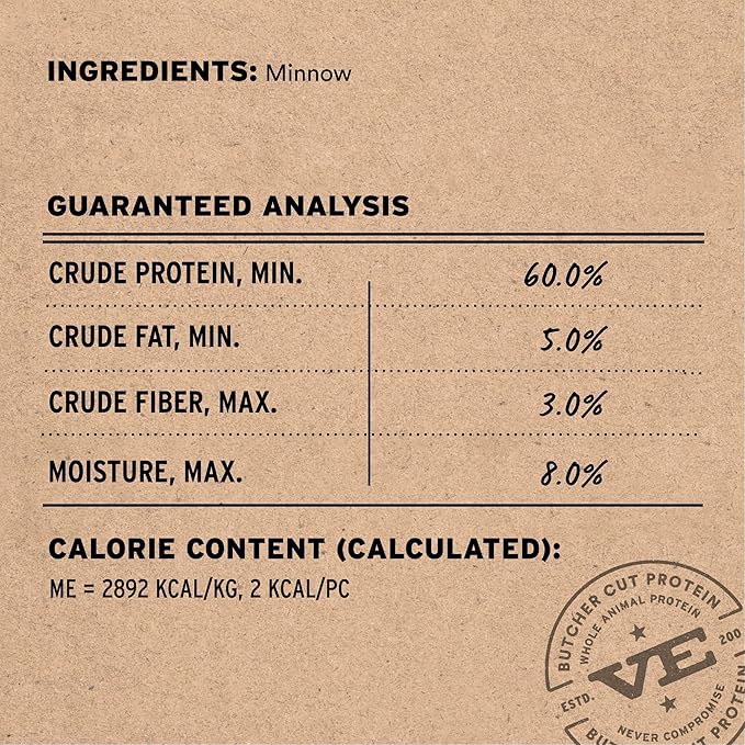 Vital Essentials Single Ingredient Minnows Dog Treats, 2.5 oz | Freeze-Dried Raw | Premium Quality High Protein Training Treats | Grain Free, Gluten Free, Filler Free