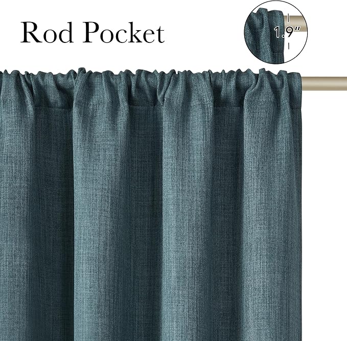 NICETOWN Greyish Blue Room Darkening Rod Pocket Curtains 63 inch Length