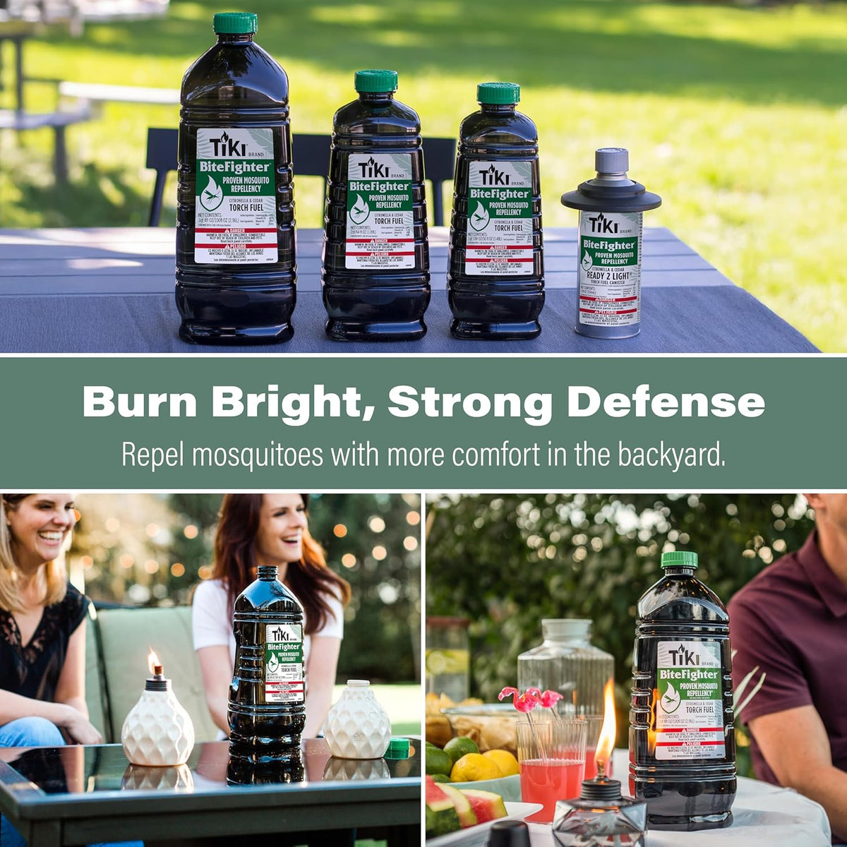 TIKI BiteFighter Mosquito Repellent Torch Fuel - 1 Gallon (128 oz.), Citronella & Cedar Formula for Mosquito Repellency, Easy Pour Bottle, Use with Torches & Table Torches, Outdoor & Backyard Use