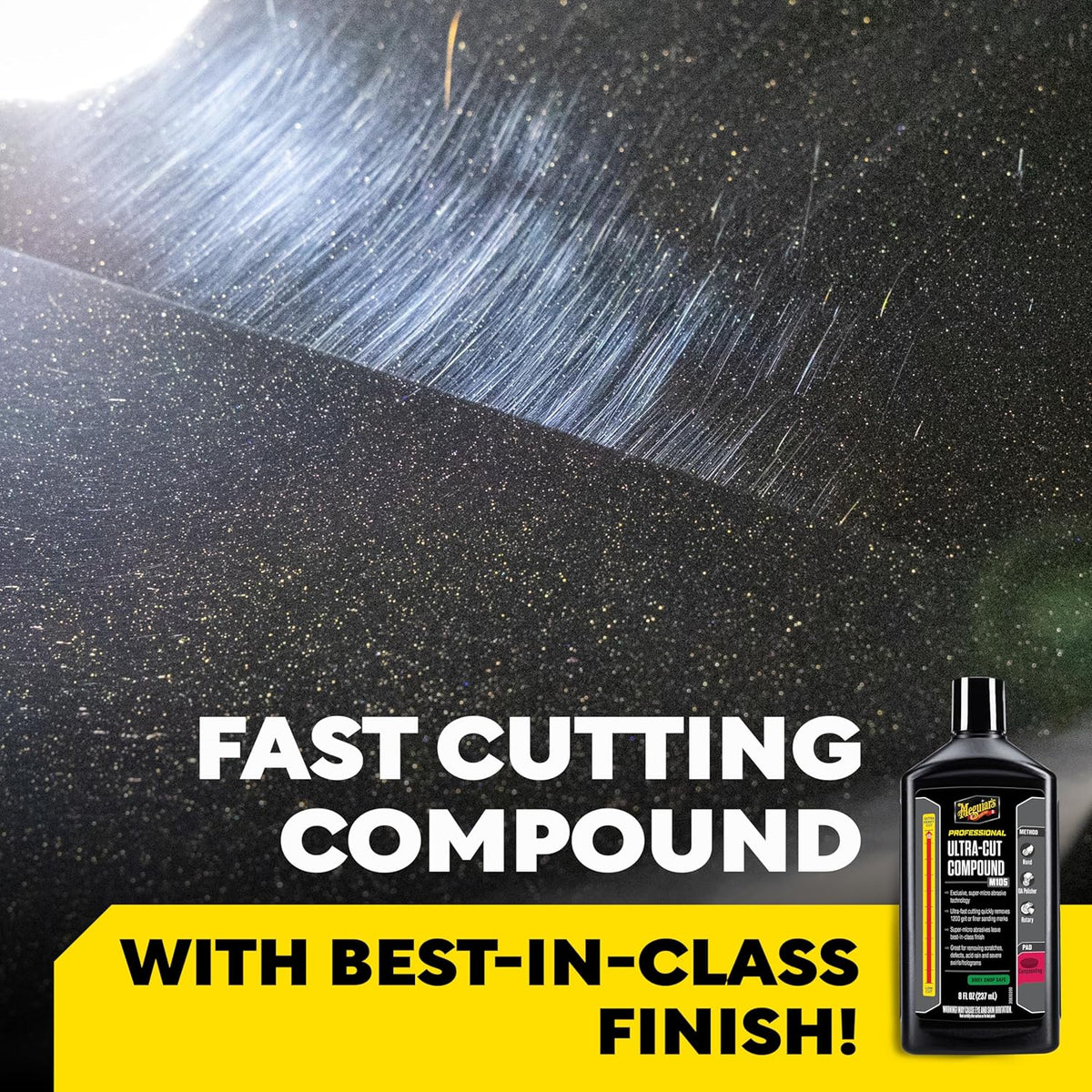 Meguiar’s Mirror Glaze M105 Ultra-Cut Compound, Pro-Grade Car Compound for Removing Scratches and Heavy Swirls, Restores Gloss and Clarity, Car Guy Gifts for Men and Women Who Love to Detail, 8 Oz