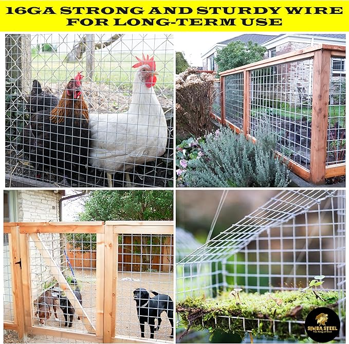 36” x 50 FT Hardware Cloth 1 inch Mesh 16 Gauge, Hot Dip Galvanised Wire Mesh, Rust Proof, Welded Cage Wire Rolls for Garden, Fence, Chicken, Rabbit, Pet Enclosures