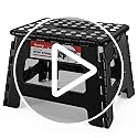 ACSTEP Folding Step Stool 9'' Tall Kids Step Stool Holds Up to 300 lb Plastic Foldable Step Stools for Kids Non-Slip Surface with Carry Handle Collapsible Stool for Home, Outdoor and Indoor(Black)