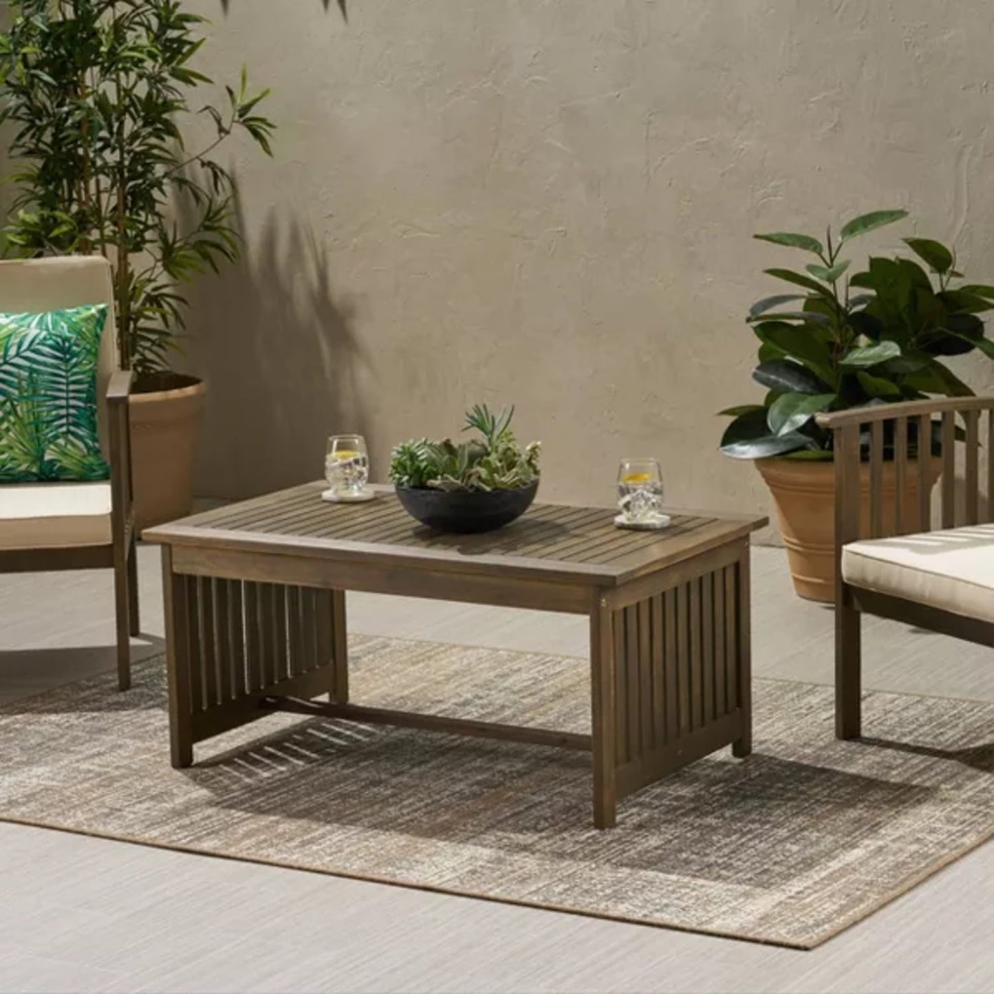 DIANJIE Wooden Outdoor Leisure Coffee Table Grey