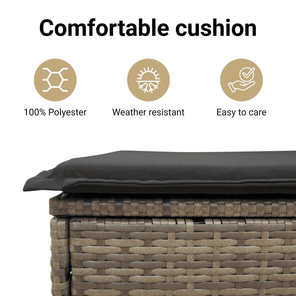 vidaXL Garden Sofa Set Grey PE rattan 6 Piece Set Adjustable Armrests